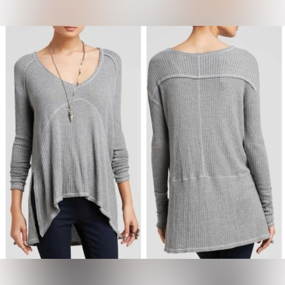 Free People Drippy Thermal Sunset Park Long Sleeve Waffle Knit Top Size Medium